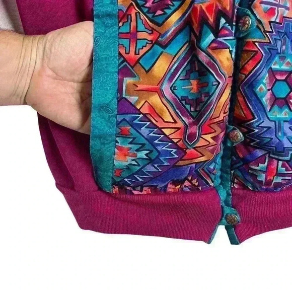 Vintage Size XL Quilted Hanes Her Way Ugly Sweater Sweatshirt Button Cardigan - Picture 4 of 12